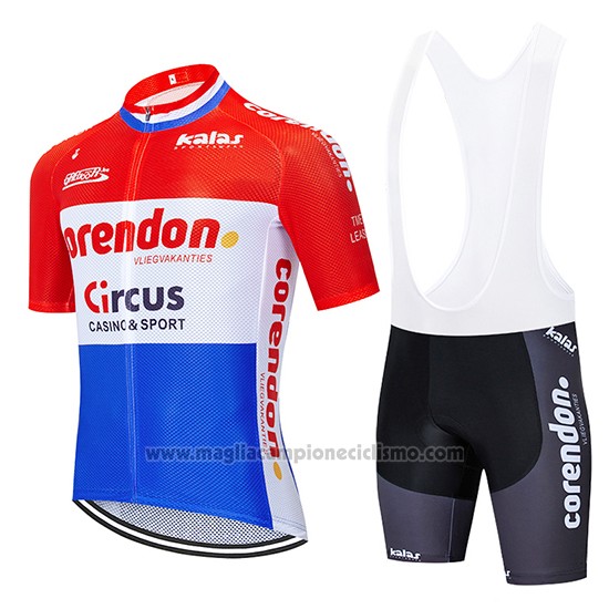 2019 Abbigliamento Ciclismo Corendon Circo Rosso Bianco Blu Manica Corta e Salopette